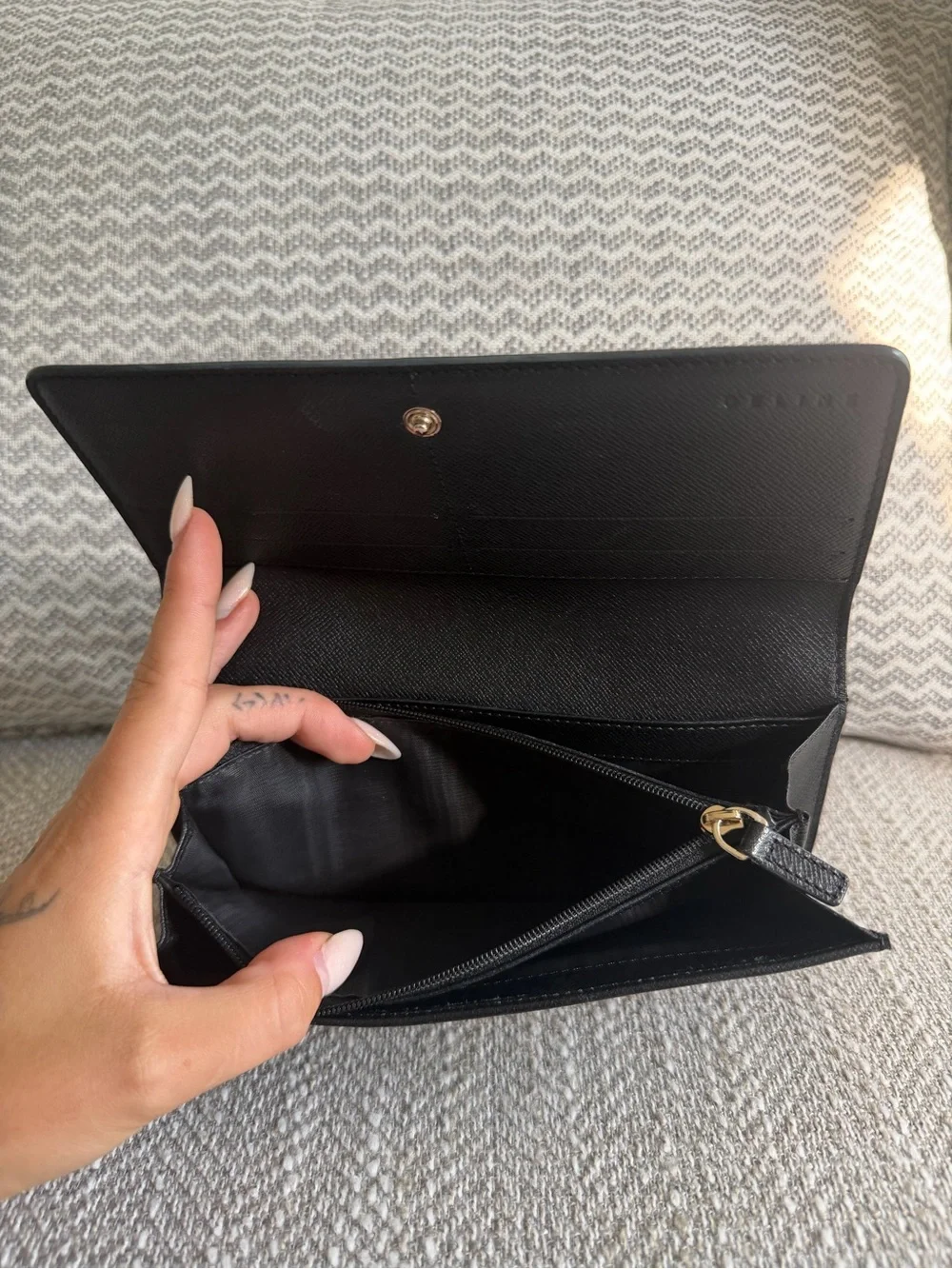 Celine Macadam Triomphe Black PVC & Leather Continental Long Wallet